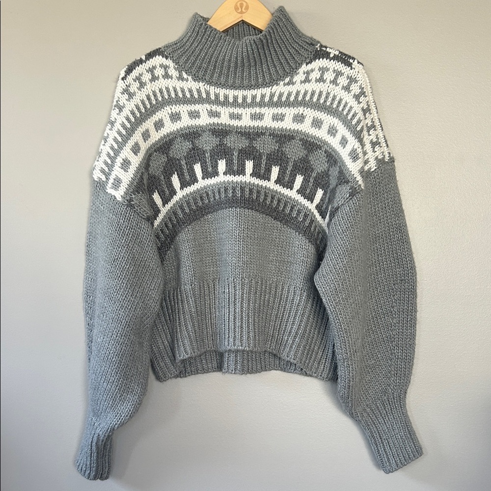 Pringle‎ of Scotland x H&M Gray Fair Isle Mock Neck Knit Pullover Sweater Small